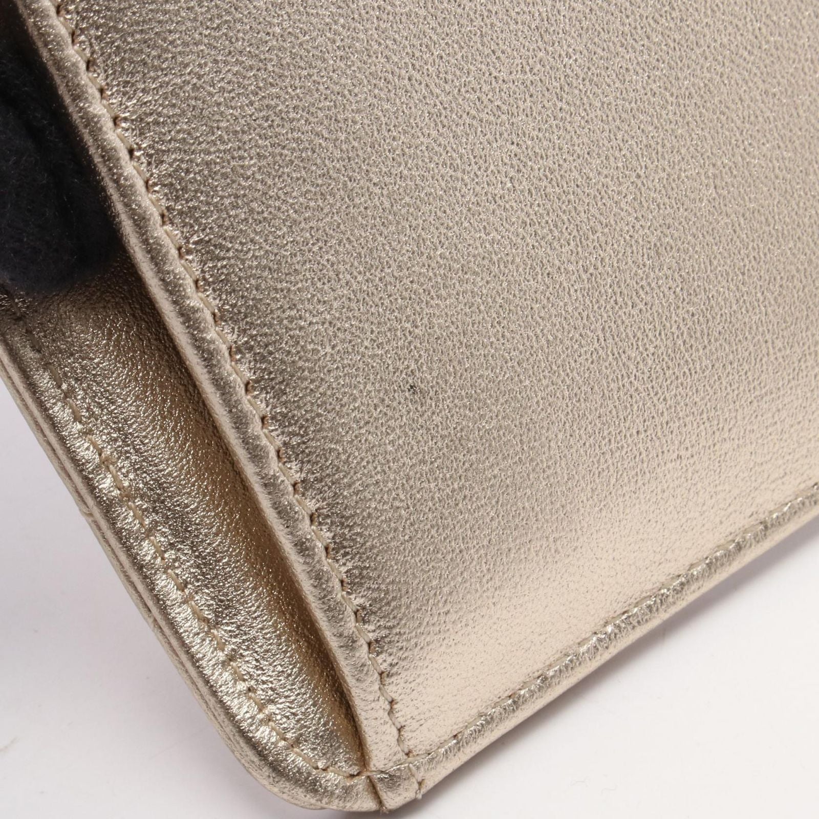 Chanel Bifold Wallet Quilted Champagne Gold Lambskin — view 8