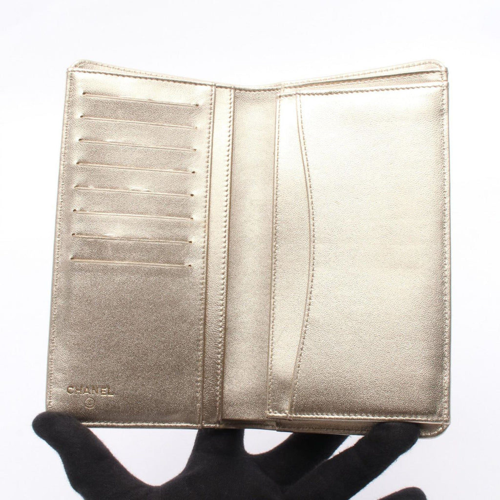 Chanel Bifold Wallet Quilted Champagne Gold Lambskin — view 3