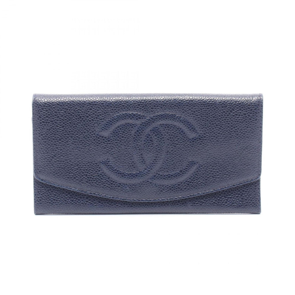 Chanel Bifold Wallet CC Logo Navy Calf