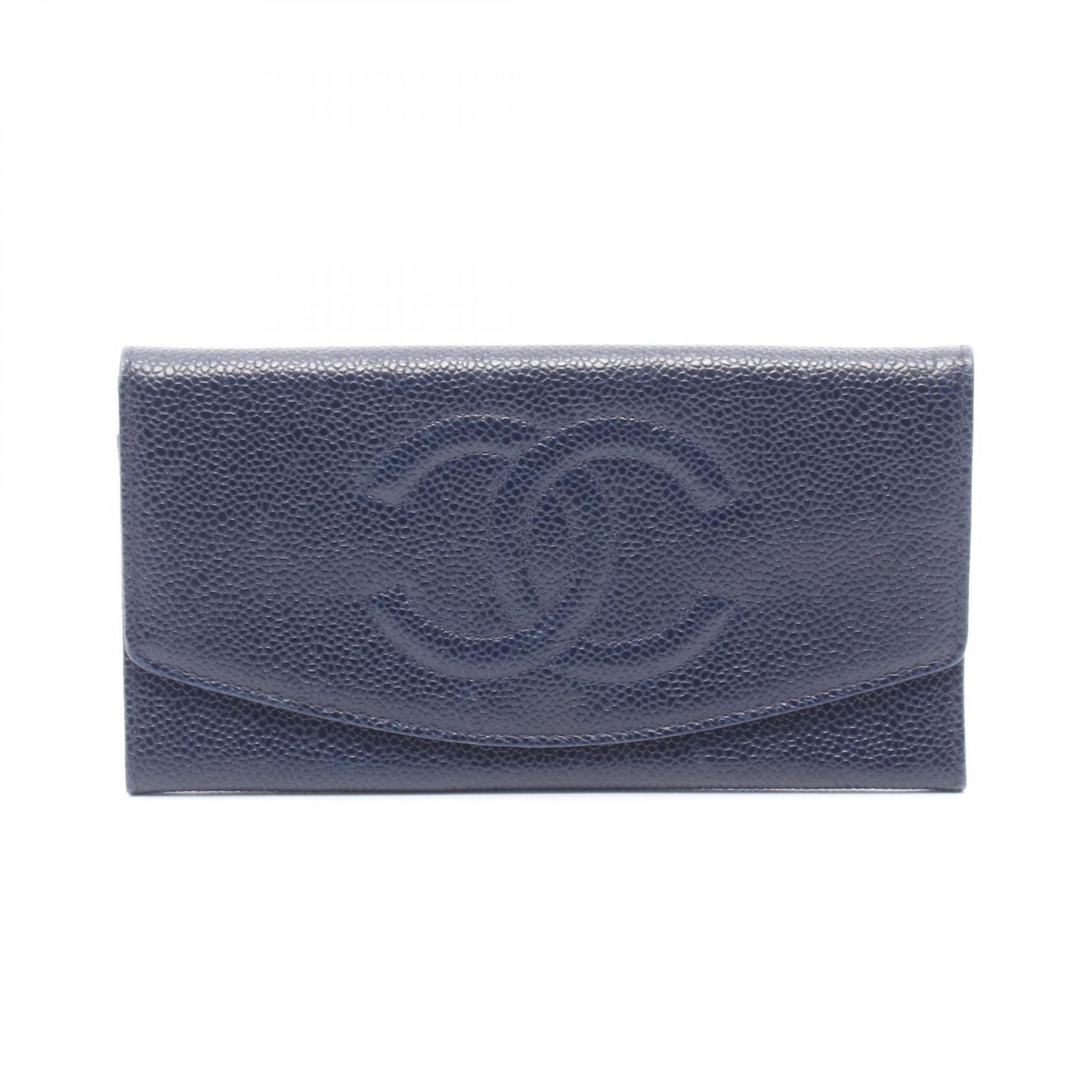 Chanel Bifold Wallet CC Logo Navy Calf