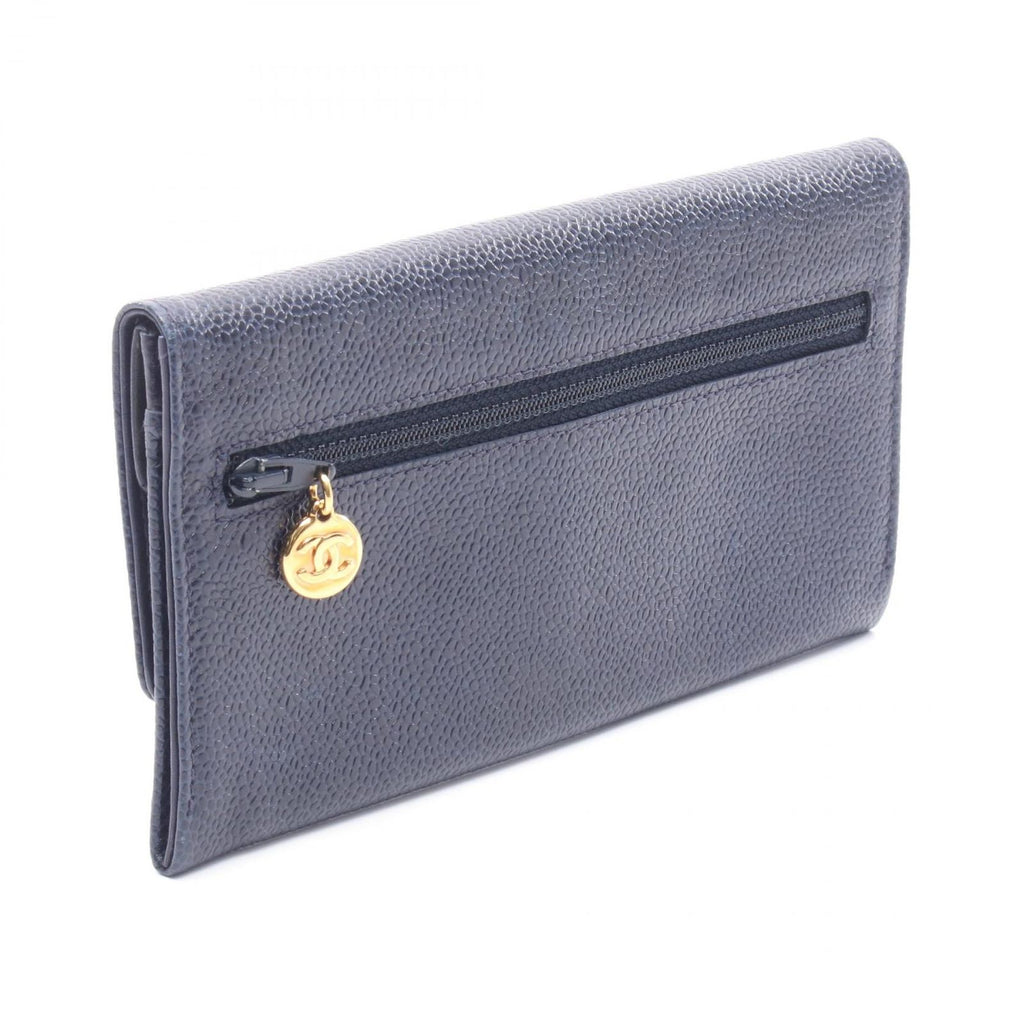 Chanel Bifold Wallet CC Logo Navy Calf — view 2