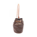 Celine Backpack Macadam Drawstring Dark Brown Canvas Leather Mini