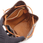 Celine Backpack Macadam Drawstring Dark Brown Canvas Leather Mini — view 3