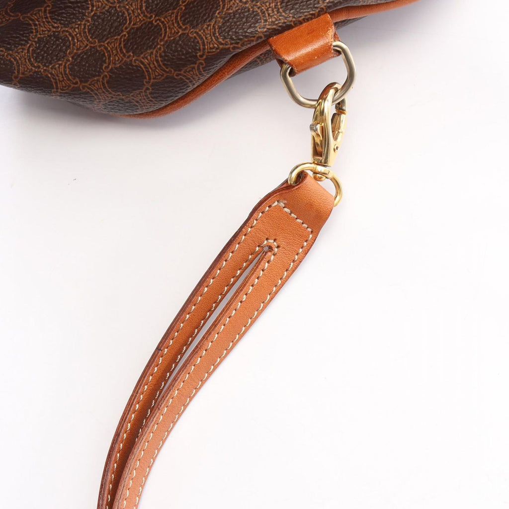 Celine Backpack Macadam Drawstring Dark Brown Canvas Leather Mini — view 6