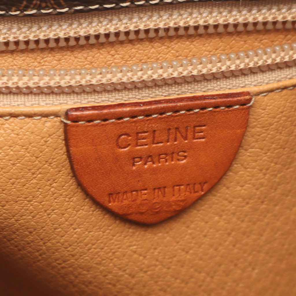 Celine Backpack Macadam Drawstring Dark Brown Canvas Leather Mini — view 4