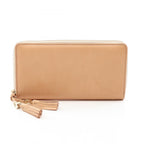 Gucci Round Wallet Tassel Beige Leather