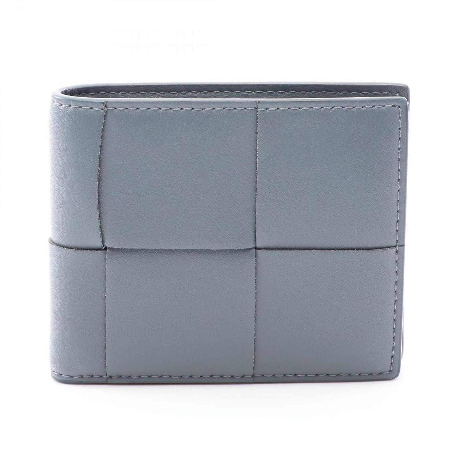 Bottega Veneta Bifold Wallet Maxi Intrecciato Gray Leather Cassette