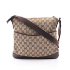 Gucci Shoulder Bag GG Canvas Beige Dark Brown