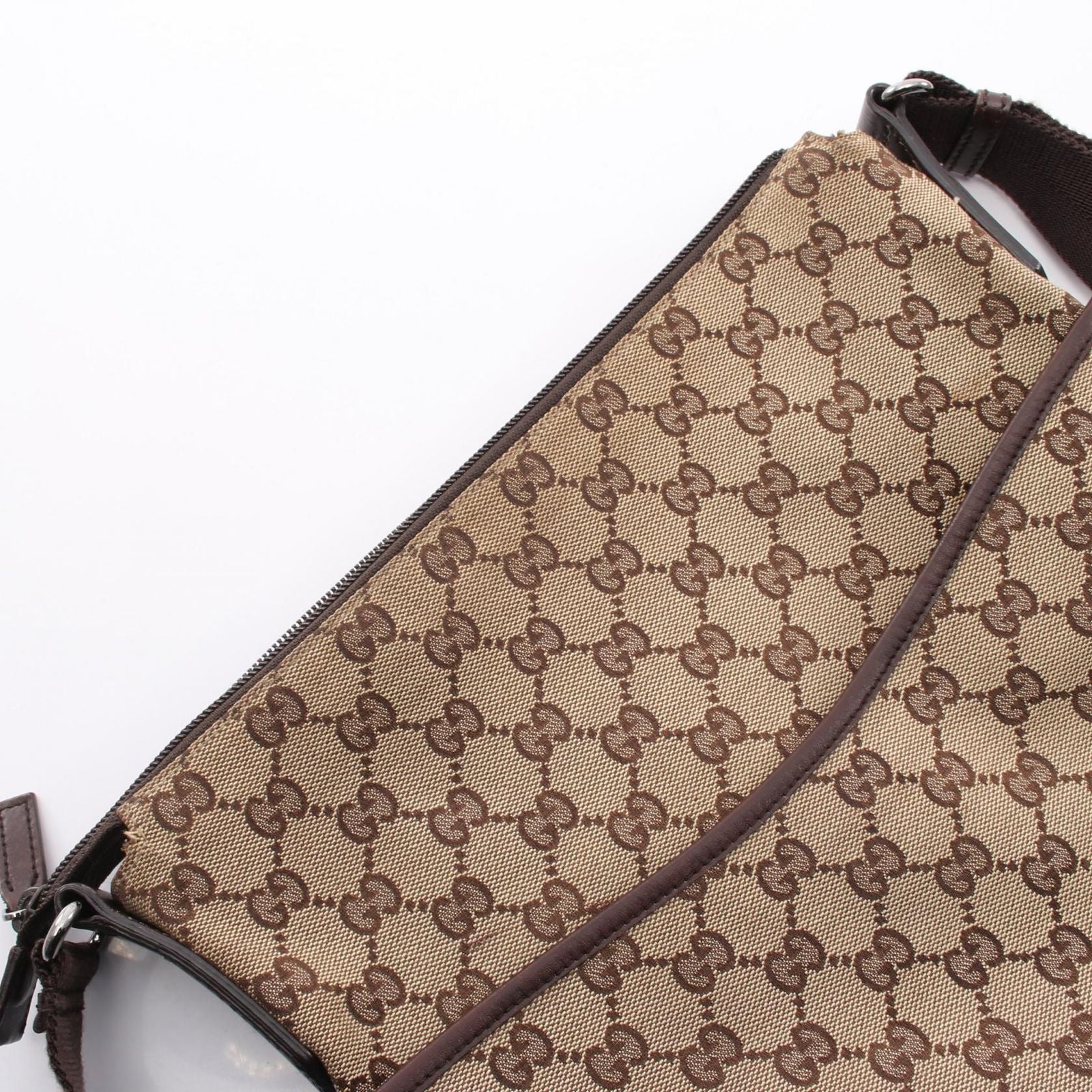 Gucci Shoulder Bag GG Canvas Beige Dark Brown — view 9