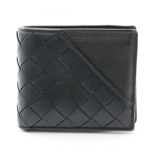 Bottega Veneta Bifold Wallet Intrecciato Black Leather