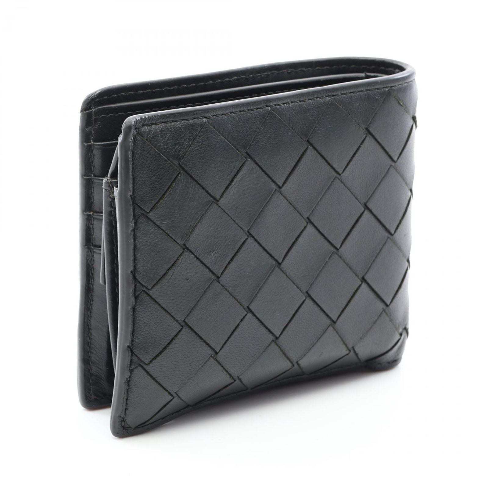 Bottega Veneta Bifold Wallet Intrecciato Black Leather — view 2