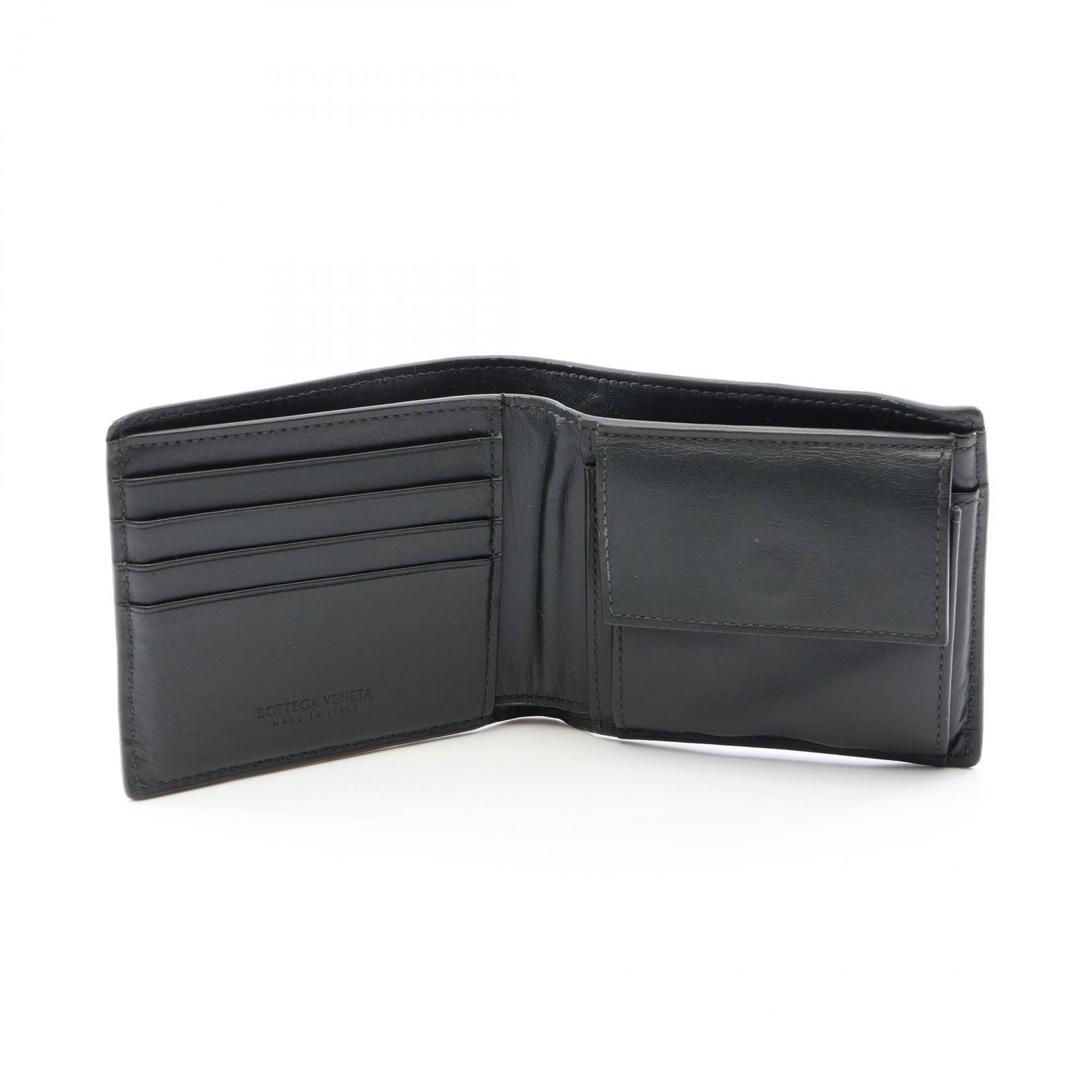 Bottega Veneta Bifold Wallet Intrecciato Black Leather — view 3