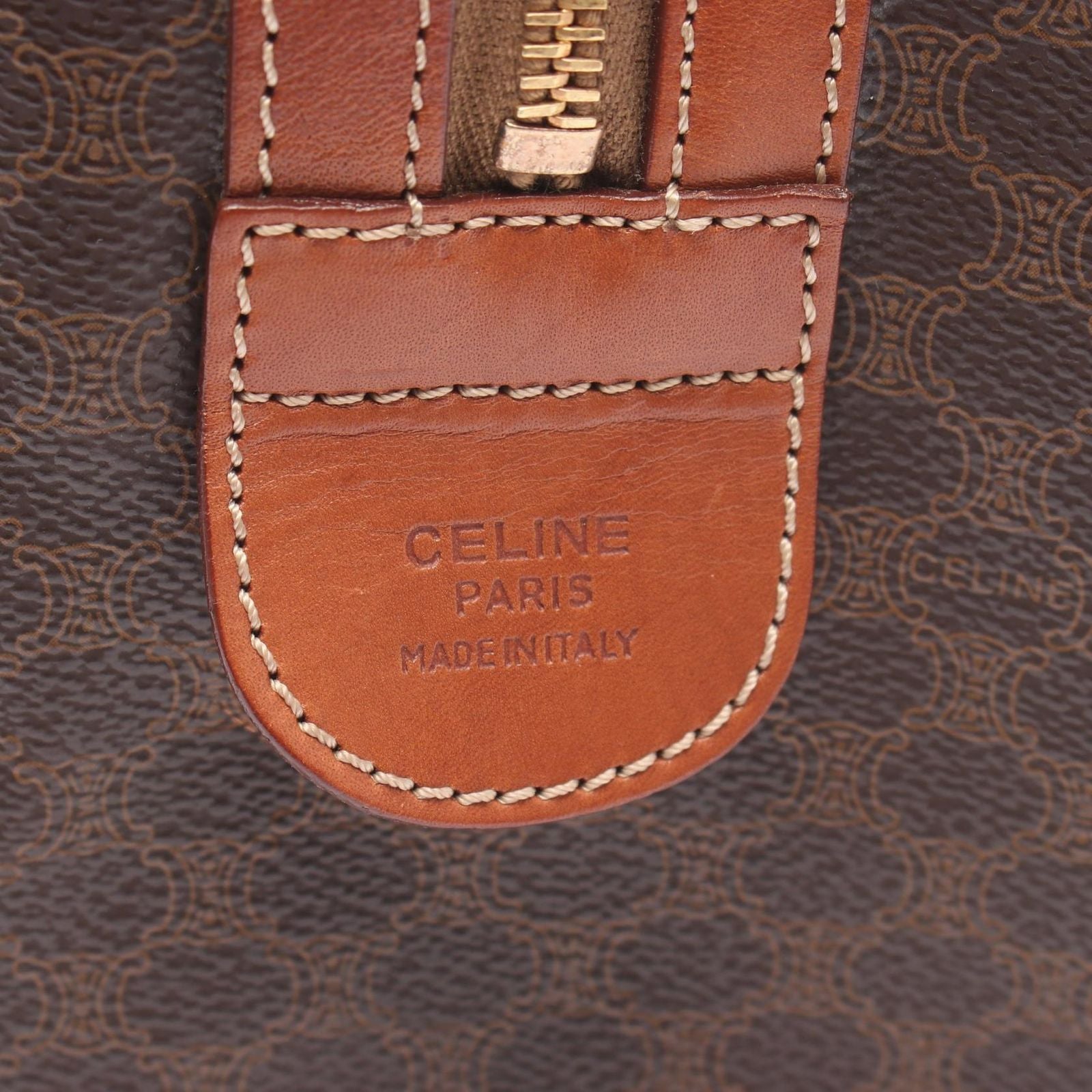 Celine Tote Macadam Brown Canvas Leather Boston — view 4