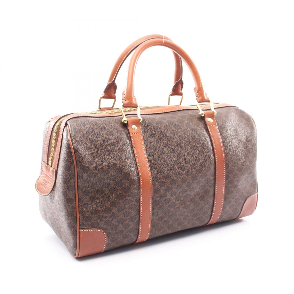 Celine Tote Macadam Brown Canvas Leather Boston — view 2