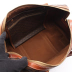 Celine Tote Macadam Brown Canvas Leather Boston — view 3