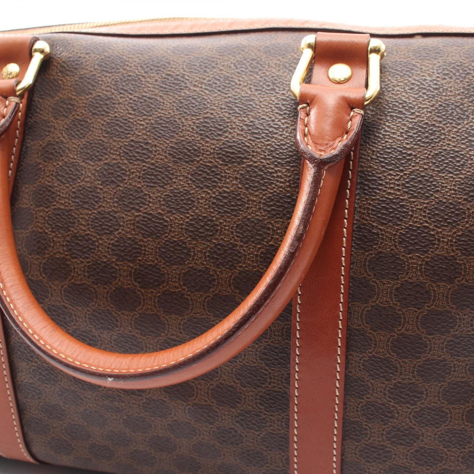 Celine Tote Macadam Brown Canvas Leather Boston — view 6