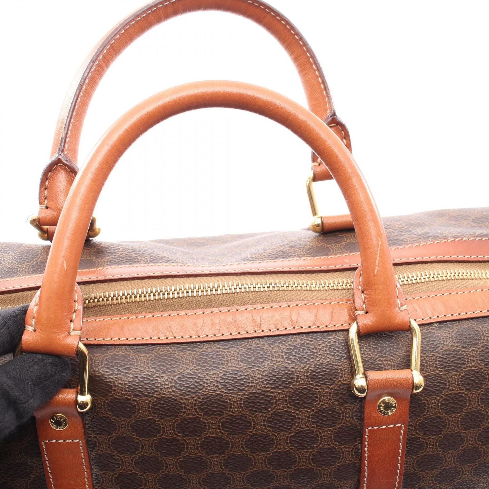 Celine Tote Macadam Brown Canvas Leather Boston — view 8