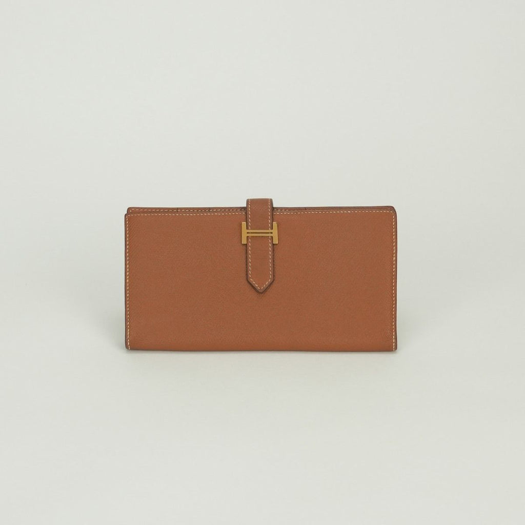 Hermes Bearn Souffle Wallet Epsom Gold Brown Veau