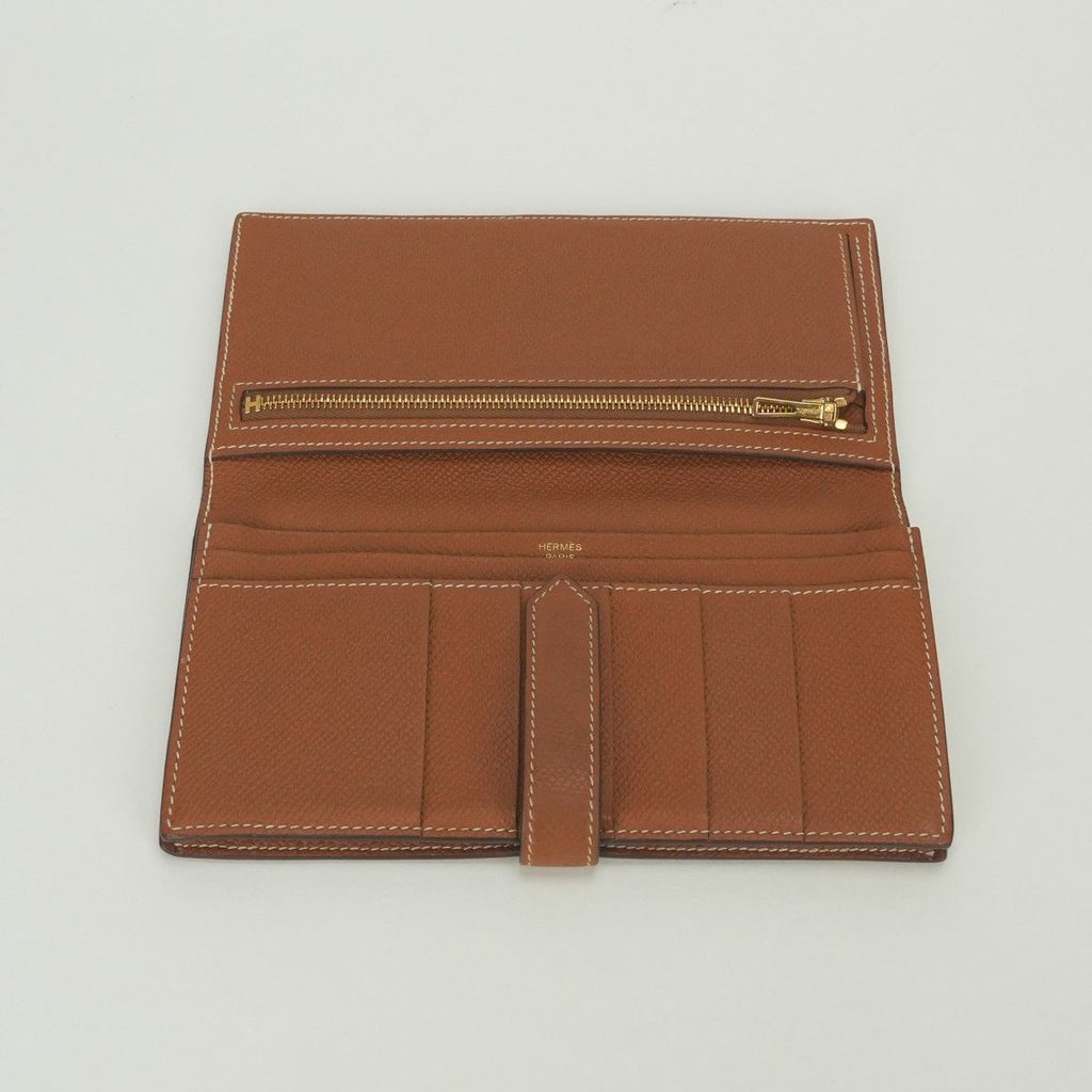 Hermes Bearn Souffle Wallet Epsom Gold Brown Veau — view 7