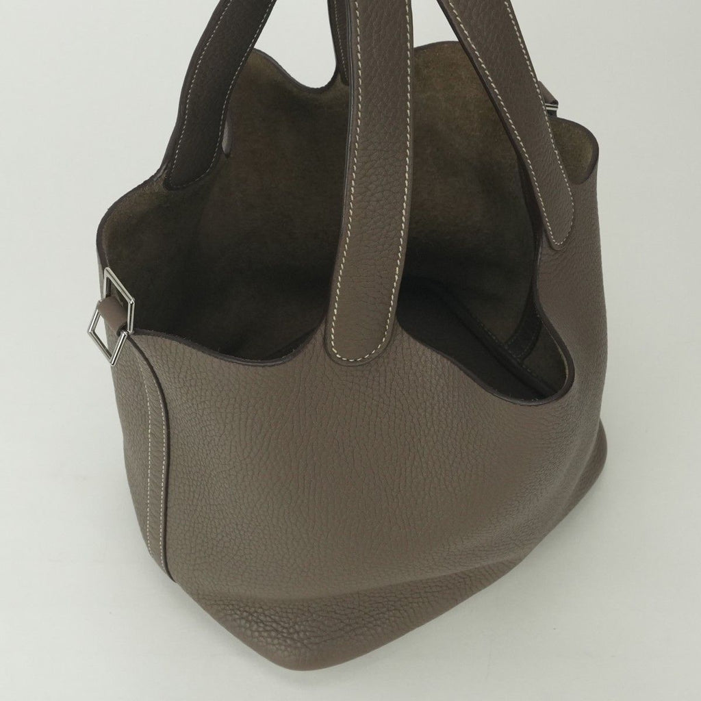 Hermes Picotin Lock MM Tote Taurillon Clemence Etoupe Gray Silver Handbag 22 — view 7