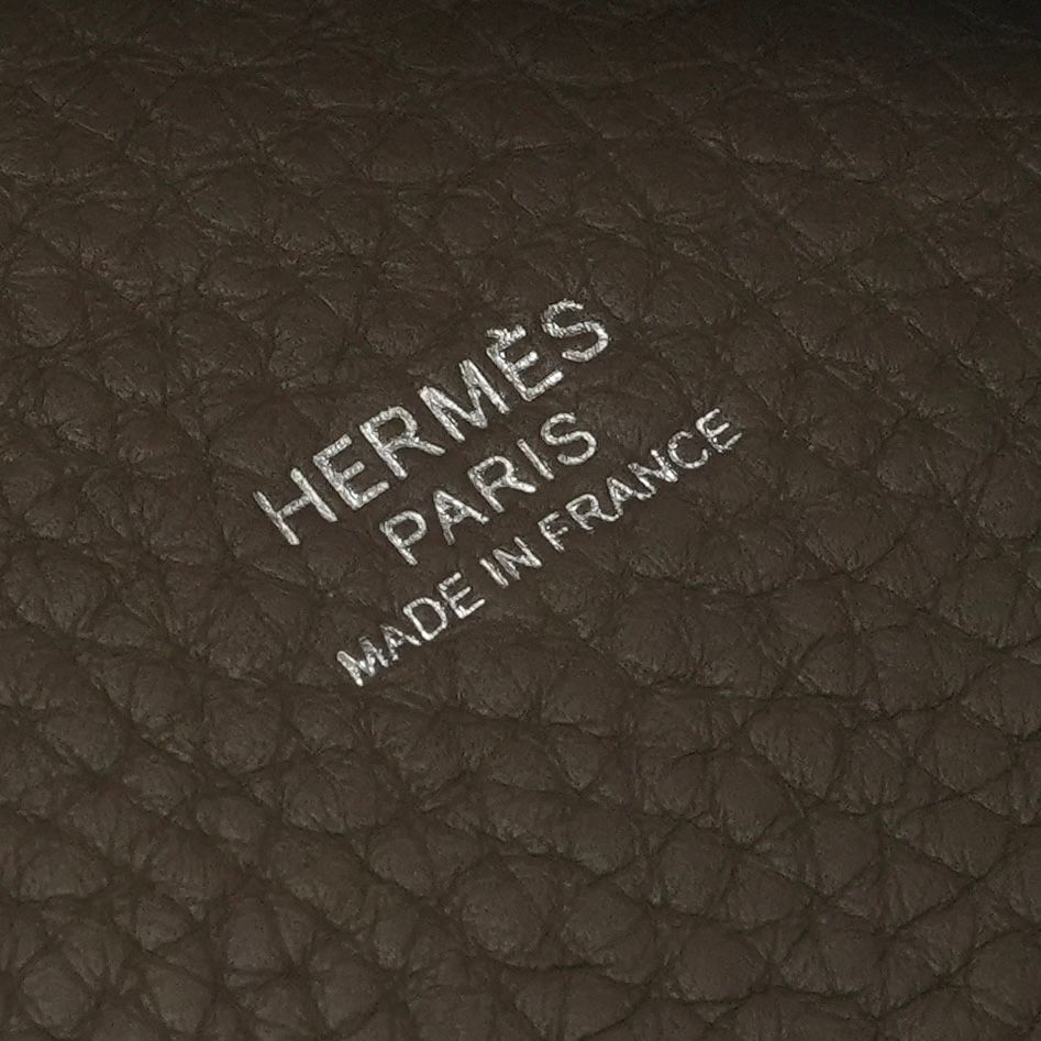Hermes Picotin Lock MM Tote Taurillon Clemence Etoupe Gray Silver Handbag 22 — view 8
