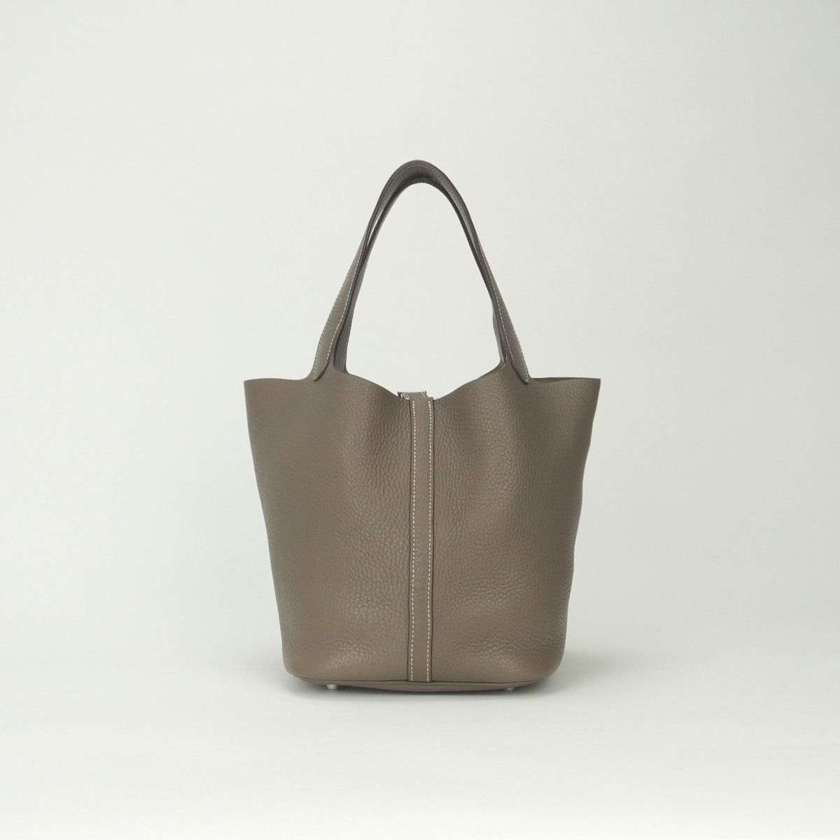 Hermes Picotin Lock MM Tote Taurillon Clemence Etoupe Gray Silver Handbag 22 — view 3