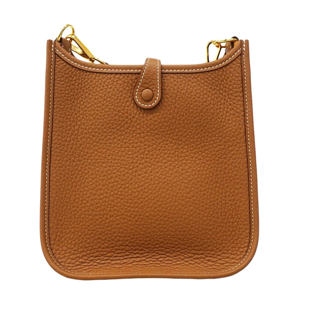 Hermes Shoulder Bag Evelyne TPM Taurillon Clemence Gold — view 7