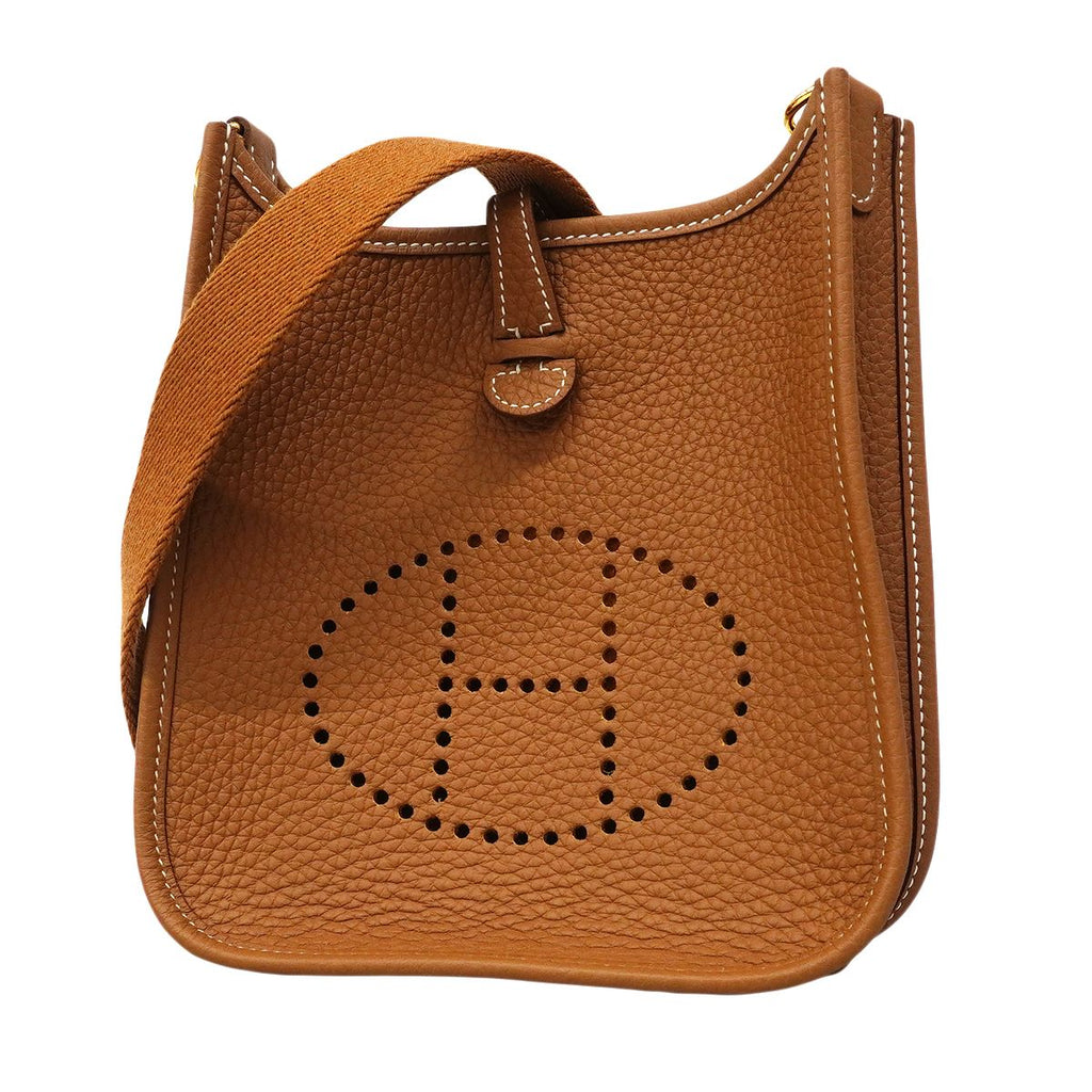 Hermes Shoulder Bag Evelyne TPM Taurillon Clemence Gold
