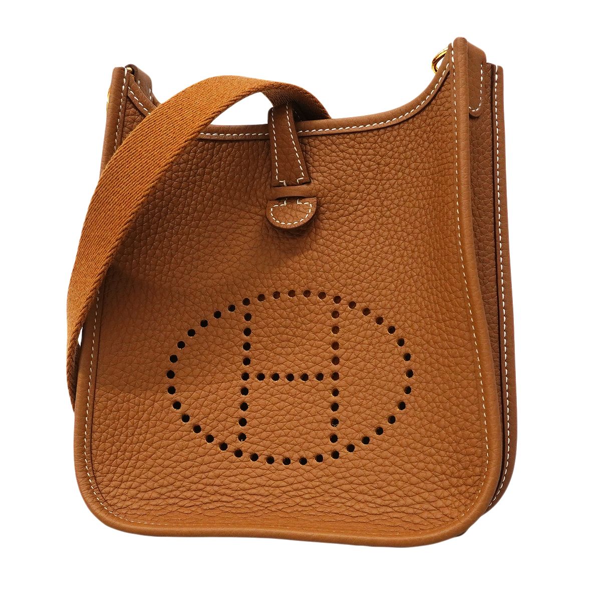 Hermes Shoulder Bag Evelyne TPM Taurillon Clemence Gold