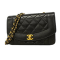 Chanel Shoulder Bag Diana Lambskin Black Gold