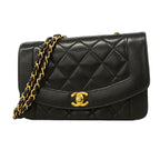 Chanel Shoulder Bag Diana Lambskin Black Gold