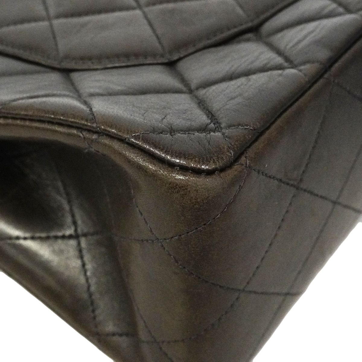 Chanel Shoulder Bag Deca Quilted Lambskin Black Gold — view 6