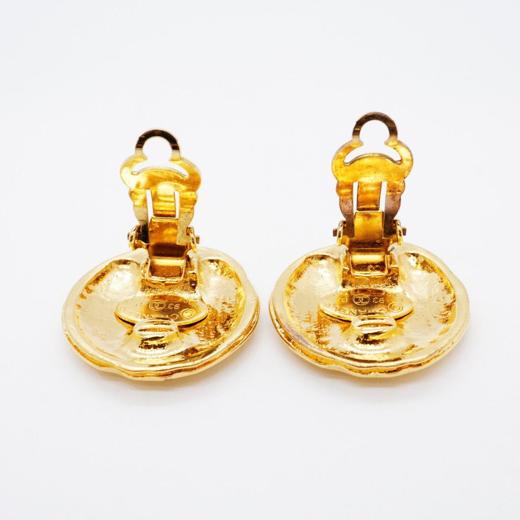 Chanel Earrings Vintage CC Logo Gold Plated — view 9