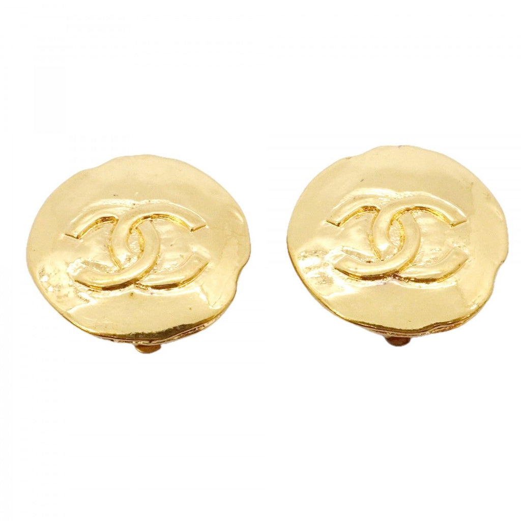 Chanel Earrings Vintage CC Logo Gold Plated