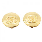 Chanel Earrings Vintage CC Logo Gold Plated