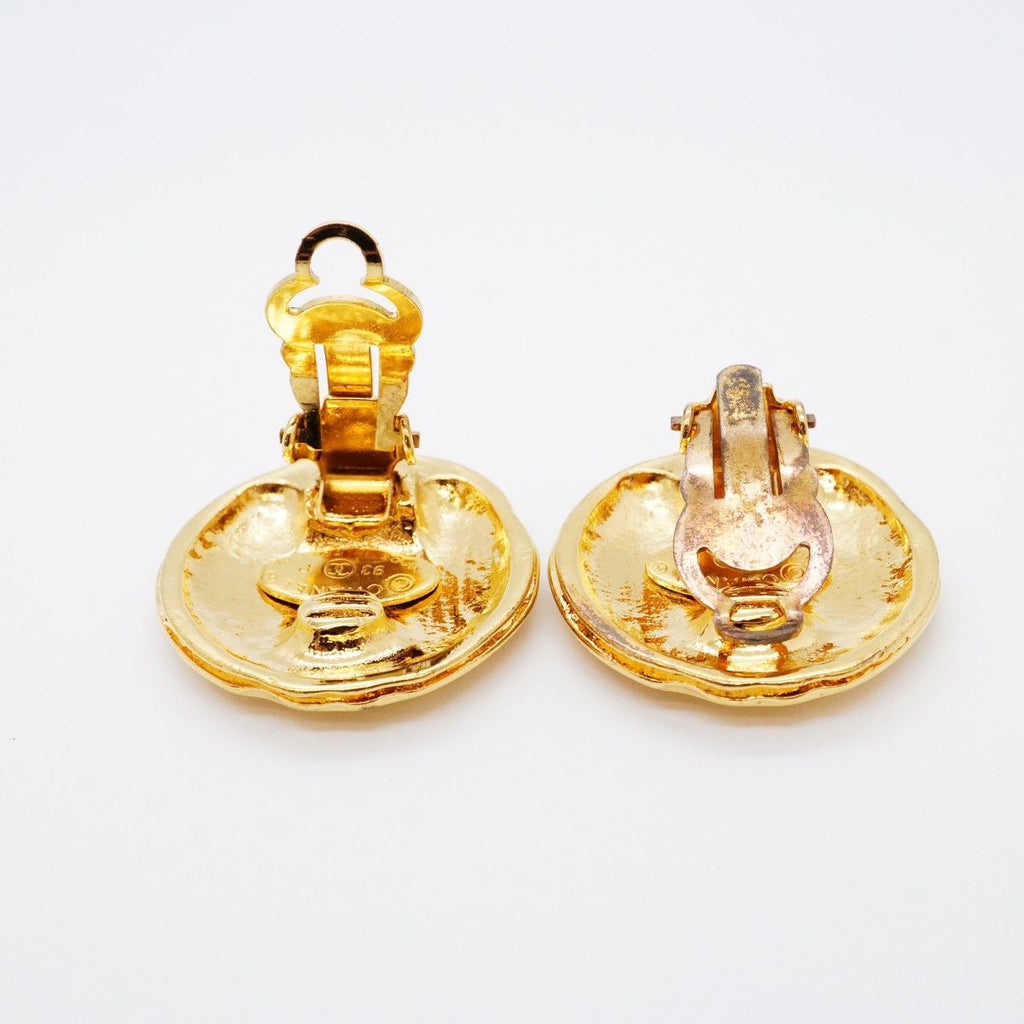 Chanel Earrings Vintage CC Logo Gold Plated — view 3