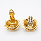 Chanel Earrings Vintage CC Logo Gold Plated Rhinestone — view 3