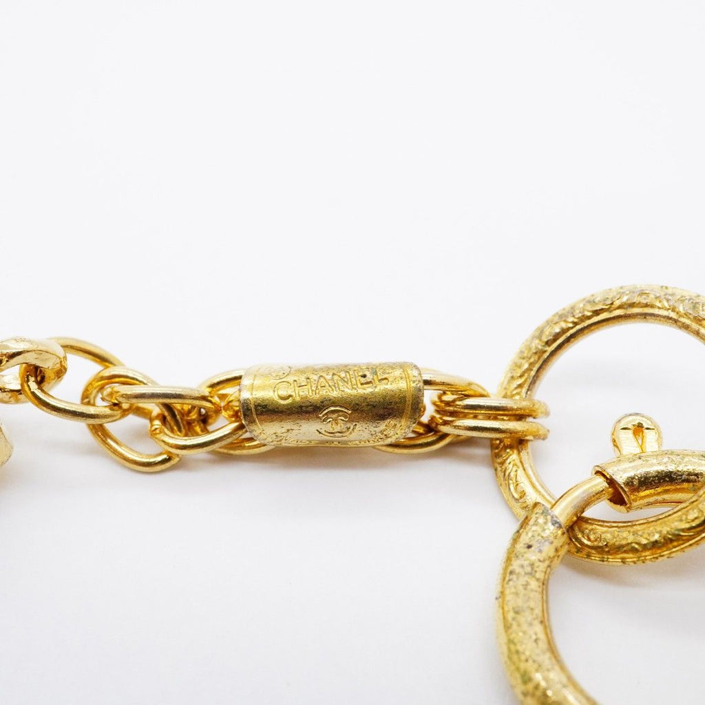 Chanel Necklace Vintage CC Logo Gold Plated Rhinestone — view 5