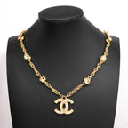 Chanel Necklace Vintage CC Logo Gold Plated Rhinestone — view 6