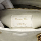 Dior Handbag Heart Cannage Lady Leather White Champagne Gold 2-Way — view 5