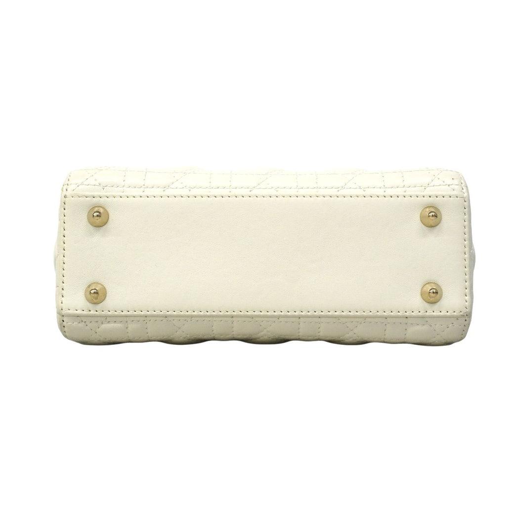 Dior Handbag Heart Cannage Lady Leather White Champagne Gold 2-Way — view 3