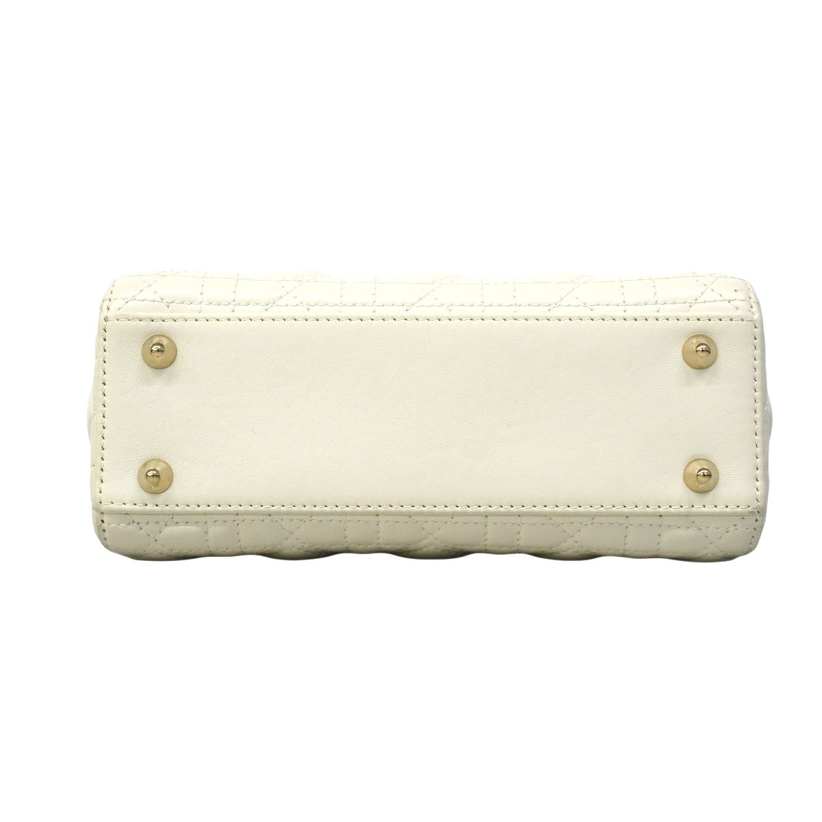 Dior Handbag Heart Cannage Lady Leather White Champagne Gold 2-Way — view 3