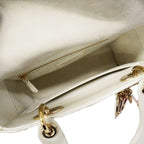 Dior Handbag Heart Cannage Lady Leather White Champagne Gold 2-Way — view 4