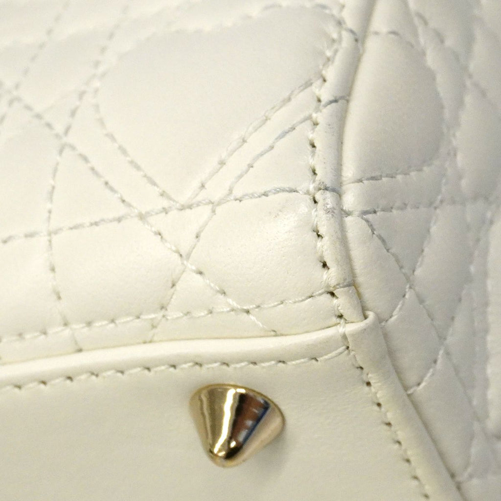 Dior Handbag Heart Cannage Lady Leather White Champagne Gold 2-Way — view 6