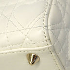 Dior Handbag Heart Cannage Lady Leather White Champagne Gold 2-Way — view 6