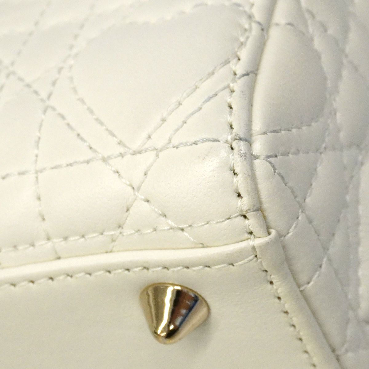 Dior Handbag Heart Cannage Lady Leather White Champagne Gold 2-Way — view 6