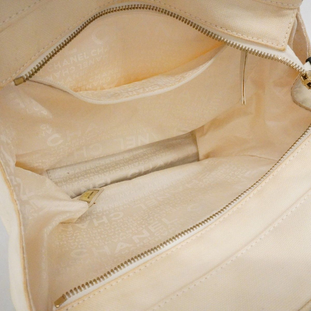 Chanel Handbag Canvas Ivory Black Gold — view 4