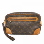 Louis Vuitton Clutch Monogram Marly Dragonne GM Brown