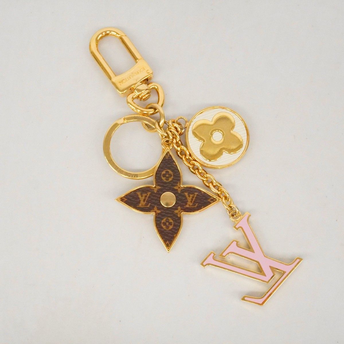 Louis Vuitton Key Holder Charm Monogram Porte Cles Spring Street Brown Gold Pink — view 6