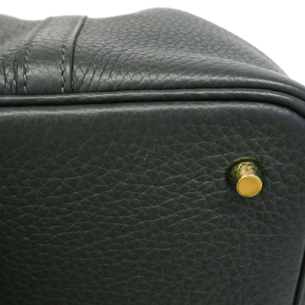 Hermes Handbag Picotin Lock MM Taurillon Clemence Vert Mangrove Gold — view 9